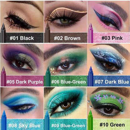 14 Color Metallic Eyeliner Pen – High Pigmented, Pearly Shimmer, Smokey & Punk Style, Long-Lasting & Waterproof