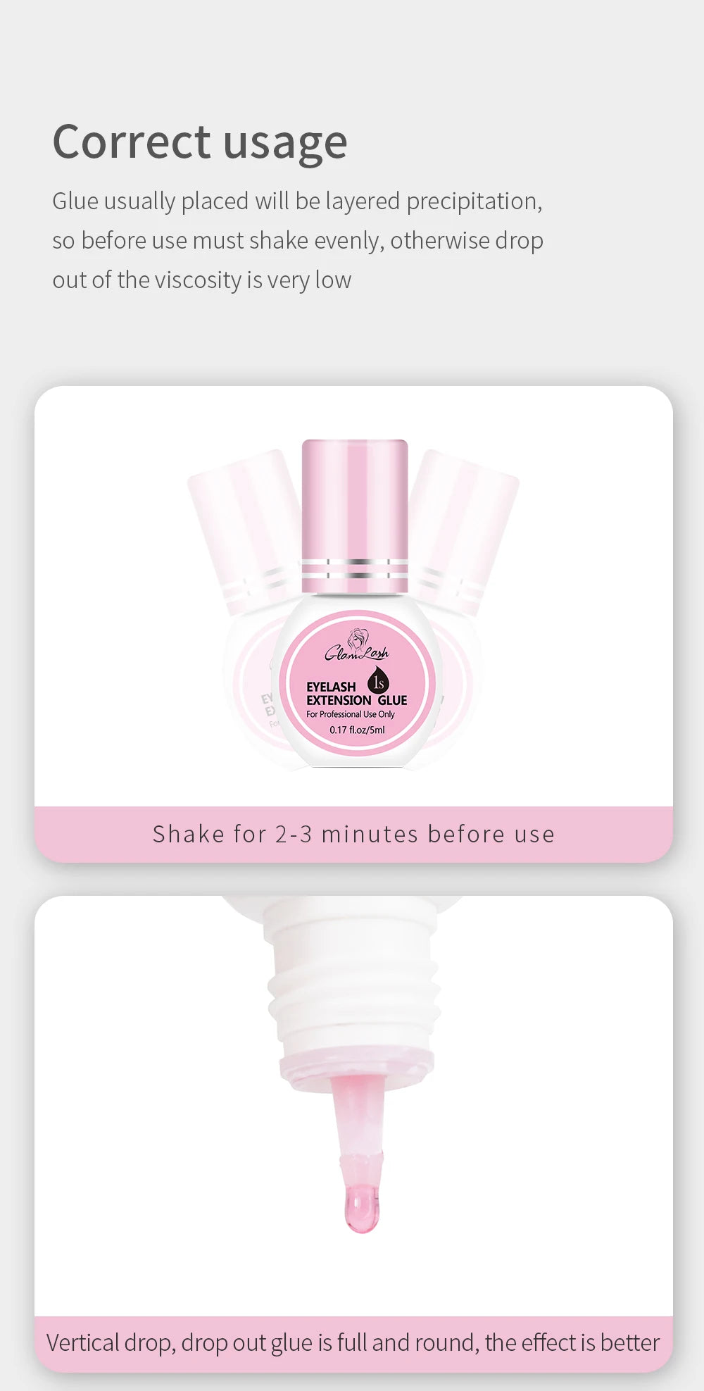GLAMLASH Eyelash Extension Glue — 0.3-2 Sec Fast-Dry Black Adhesive for Individual False Lashes, Professional Kit
