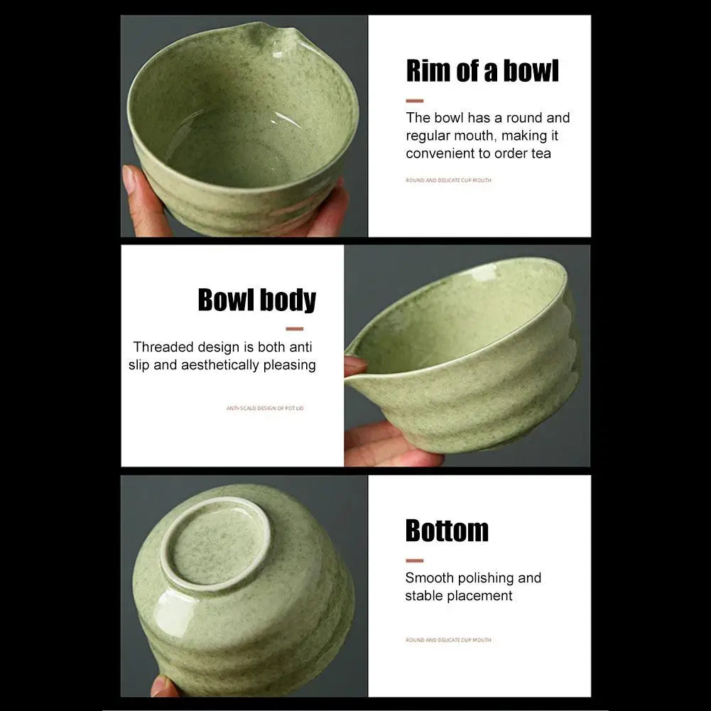 4pcs Japanese Ceramic Matcha Tea Set – High-End Gift Box with Whisk, Bowl, Grinder & Brush