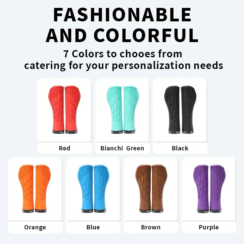 BUCKLOS Ergonomic MTB Handlebar Grips — Comfortable Soft Rubber Lock-On Bicycle Grips for Mountain Bikes