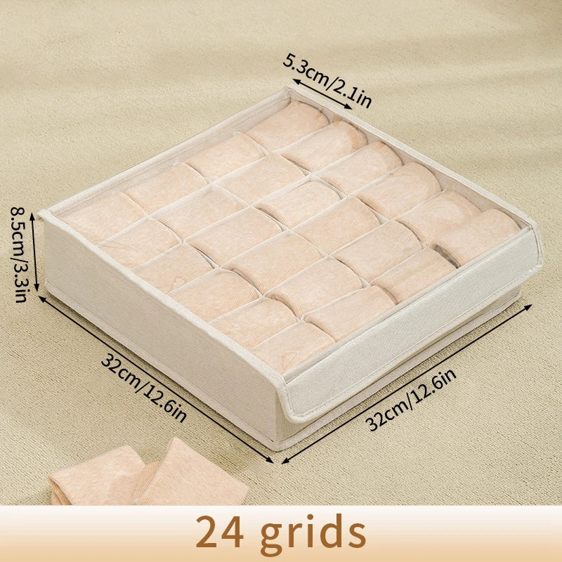 Foldable Underwear Storage Box – Non-Woven Organizer for Panties, Bra, Socks, Clothes Separator for Bedroom Drawers & Wardrobe