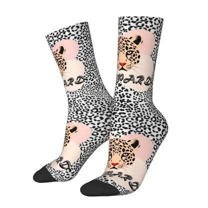 Custom Funny Leopard Print Socks – 3D Animal Cheetah Pattern Warm Sports Socks for Men & Women