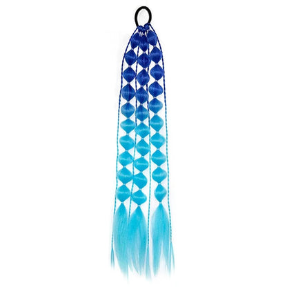 Colorful Bubble Braid Ponytail Extension – Long Lantern Braided Synthetic Hairpiece with Tie