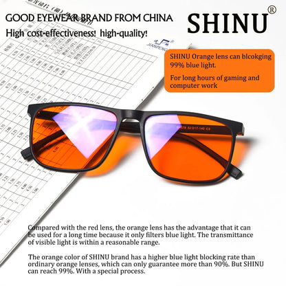 SHINU Blue Light Blocking Glasses – Red Lens Anti-Glare Eyewear for Men to Reduce Eye Strain