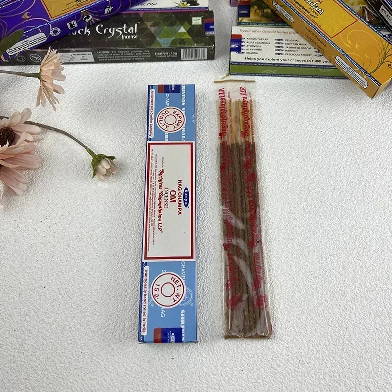 5 Box NAG Champa Satya Incense Collection – Handmade Sticks with Refreshing Medicinal Aromas for Home Fragrances
