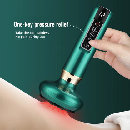 12/6 Levels Intelligent Vacuum Cupping Massager – Negative Pressure Heating Wireless Scraping Apparatus for Meridian Relaxation
