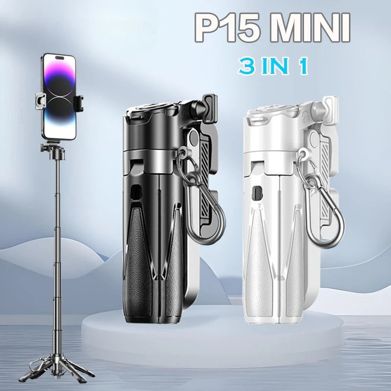 Mini Tripod Selfie Stick 2025 – Bluetooth Remote, One-Touch Push Button, 360° Rotating Stand for iPhone