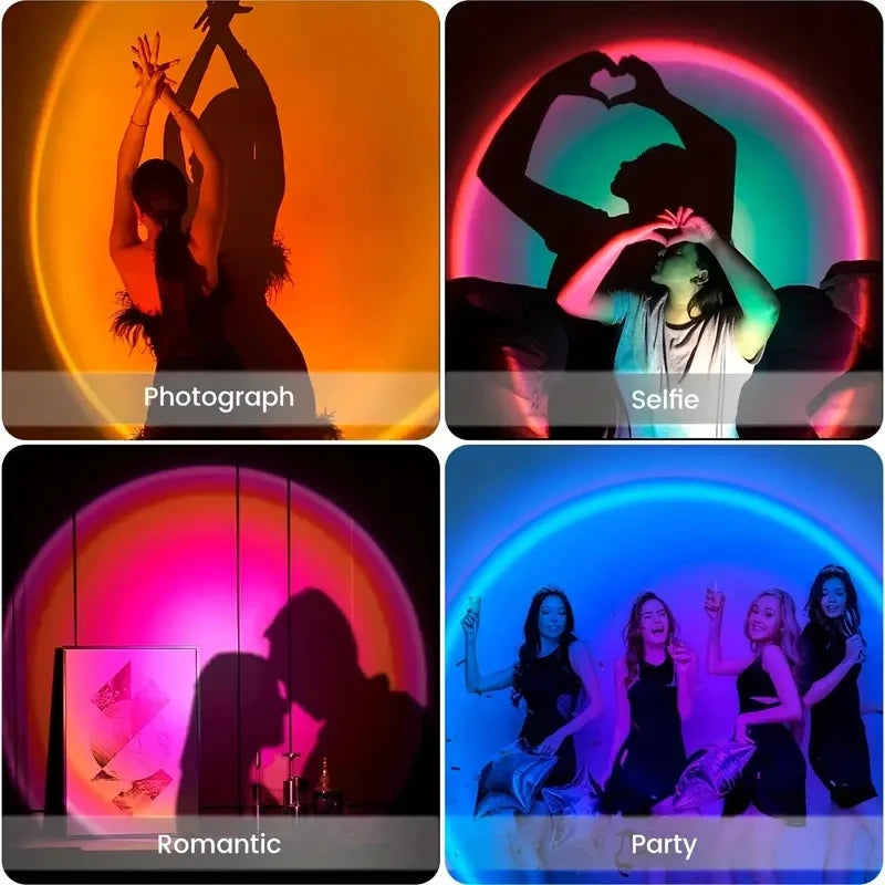 Vibrant Sunset Projection Light – 16-Color Spectrum, USB Remote Control, Dynamic LED Light for Warm Home Ambience
