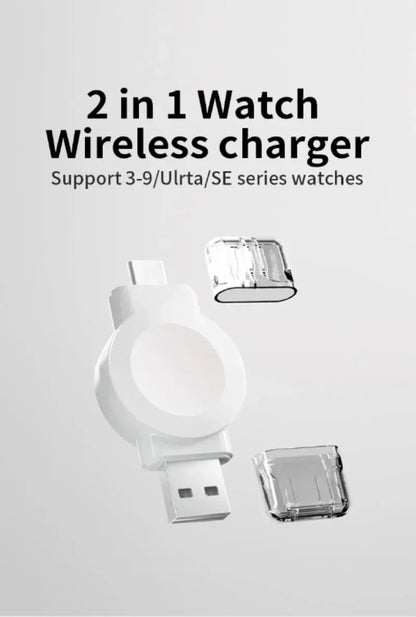 Magnetic Wireless Watch Charger USB-C — Fast Charging for Apple Watch 9/8/7/6/5/4/SE & Samsung Galaxy Watch 7/6/5/4 Active 1/2