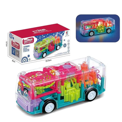 Cartoon Transparent Pull-Back Gear Car Toy for Kids – Inertia Powered Puzzle Sliding Car Gift for Toddlers Ages 1–3