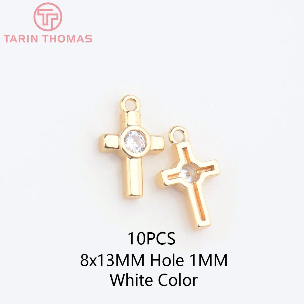 24K Champagne Gold Cross Charms - Small Brass DIY Jewelry Pendants & Craft Accessories