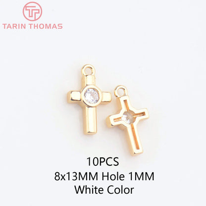 24K Champagne Gold Cross Charms - Small Brass DIY Jewelry Pendants & Craft Accessories