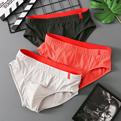 Men’s Cotton Briefs with Convex Pouch – Low Rise Breathable Solid Color Underwear (1/3PCS Pack) Comfortable Youth Fit
