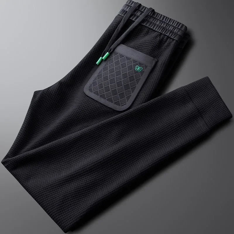 Men's Modal Casual Pants - Breathable Ice Silk Summer Sports Trousers with Elastic Waist & Butterfly Logo
