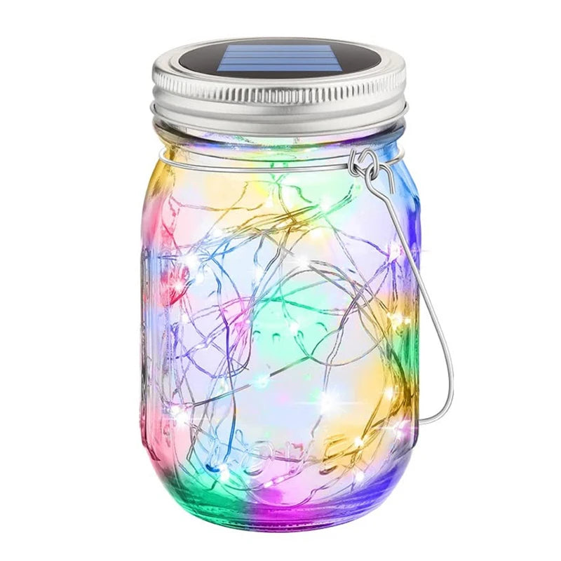 Mason Jar Solar Bottle Lights – LED String Fairy Lights, Waterproof Hanging Lantern for Garden & Wedding Decorations