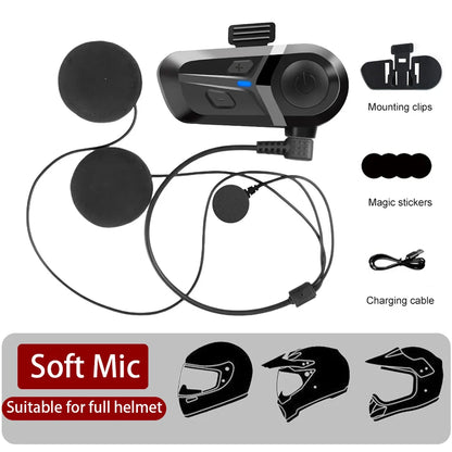 Bluetooth 5.3 Wireless Motorcycle Helmet Headset – Hands-Free Call & Music Player, Waterproof Earphones for Moto Helmets