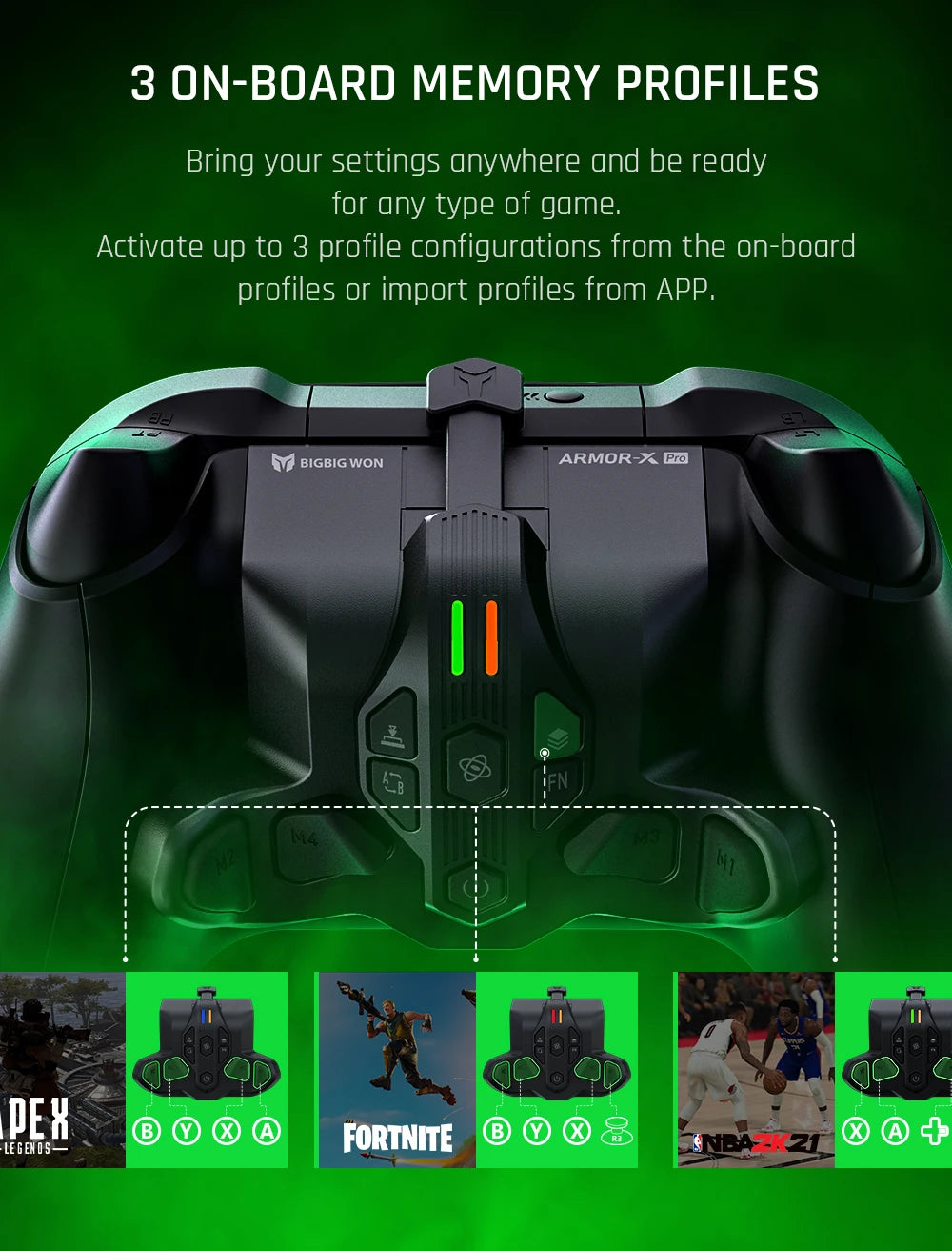 BIGBIG WON ARMOR-X Pro Rear Paddle Adapter – Back Button Attachment & Extension Keys for Xbox Series X/S Controller & NS Switch