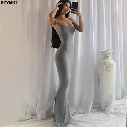 Women’s Satin Slip Maxi Dress – Sleeveless Backless Bodycon Elegant Party Dress Y2K Slim Fit Evening Gown