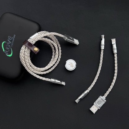 8K Gaming Keyboard USB-C Cable – Single-Crystal Copper Magnetic LED Cable for Esports Hubs and HMLAB Hubs