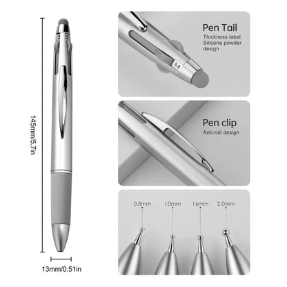 5-in-1 Nail Art Dotting Pen - Multi-Size Rhinestone Picker & Manicure Painting Tool