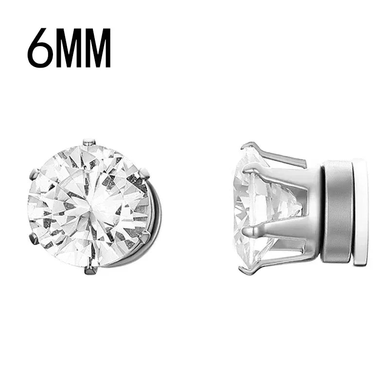 Crystal Magnetic Ear Studs – Punk Round Zircon Non-Piercing Earrings for Men & Women