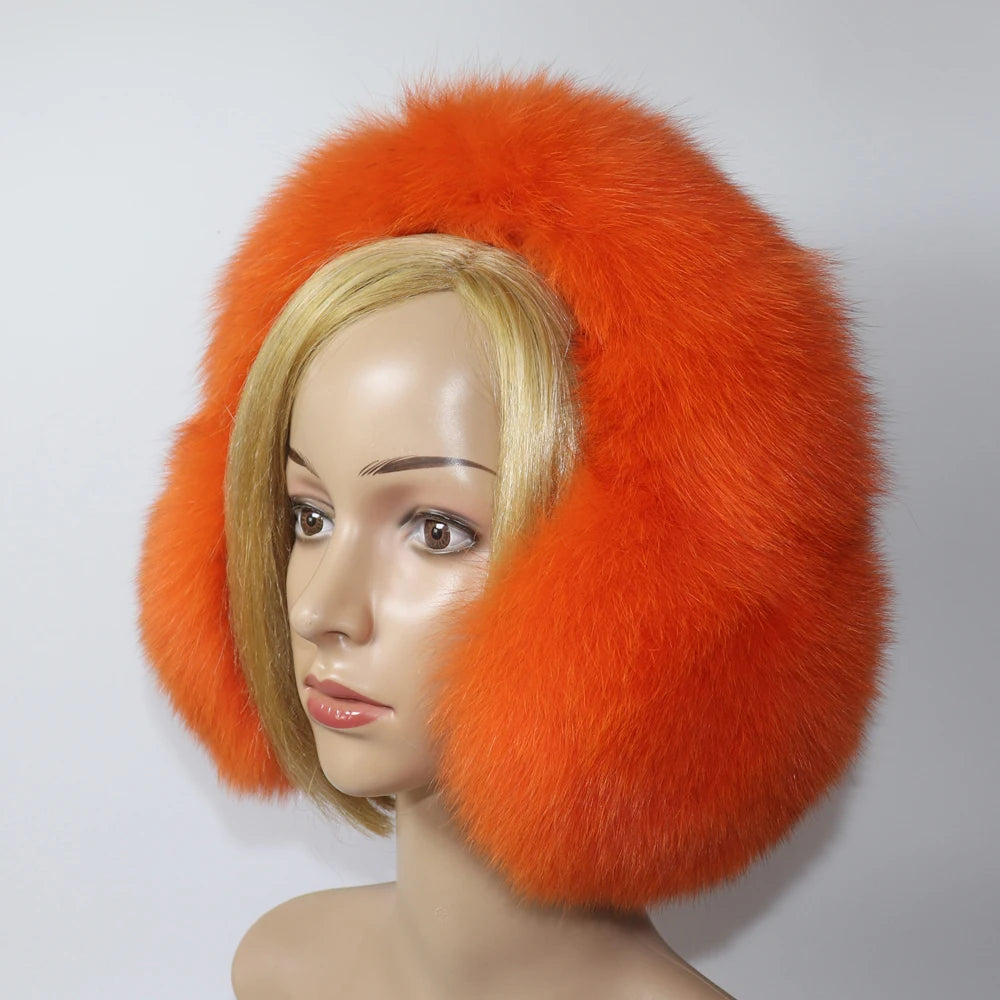 Real Fox & Raccoon Fur Earmuffs – Warm Winter Ear Warmer for Women and Girls, Plush Genuine Fur Accessory