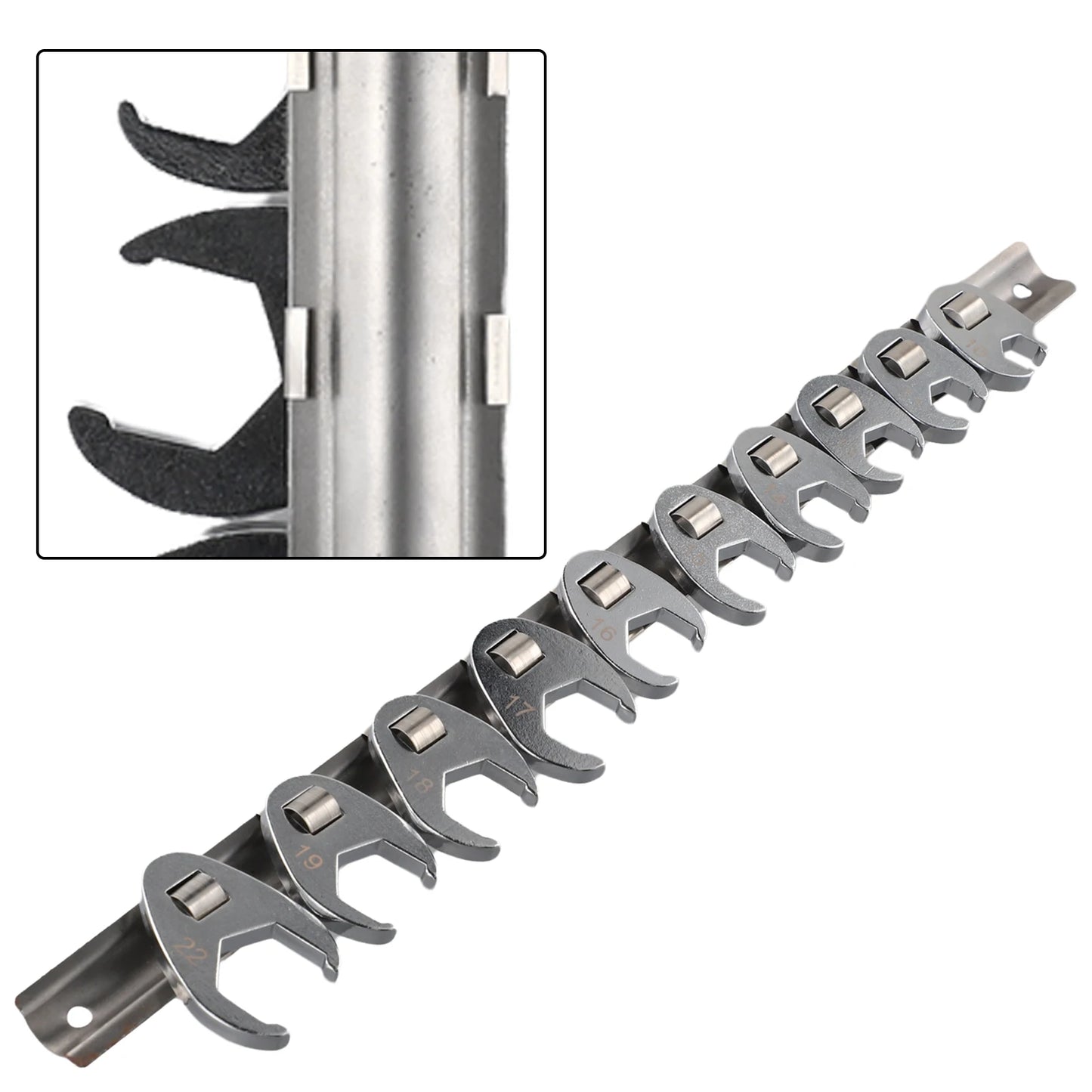 10pcs 3/8" Drive Crowfoot Wrench Set — 10-22mm Metric Open-End Spanners for Torque Wrench