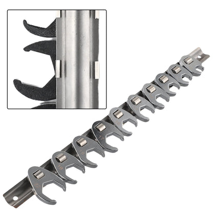 10pcs 3/8" Drive Crowfoot Wrench Set — 10-22mm Metric Open-End Spanners for Torque Wrench