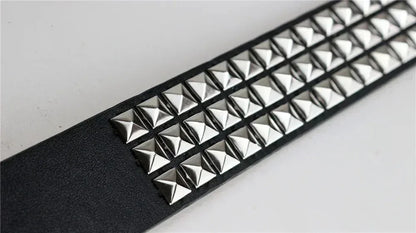 2024 Square Bead Rivet Belt – Punk Metal Pyramid Hardware Belt for Men and Women, Y2K Designer Jeans Belt