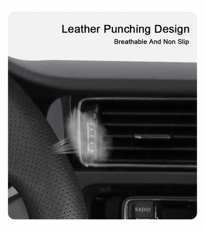 Hyundai Carbon-Fiber Leather Steering Wheel Cover — Fits i20/i30/i40/ix25/ix35/ix55/Elantra/Tucson/Sonata/Solaris/Palisade/Nexo