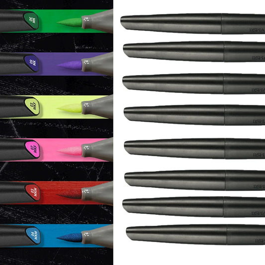 DSPIAE Brush Pen Set – 5/8/12 Colors, Environment-Friendly Water-Based Markers with Soft Tip, Metallic & Fluorescent Colors