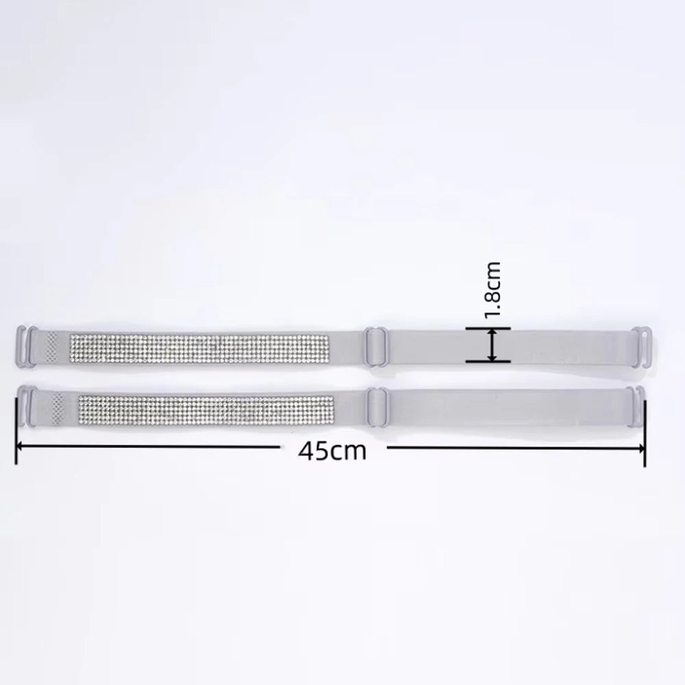 Invisible Rhinestone Bra Straps - Non-Slip Adjustable Shiny Replacement Lingerie Accessories for Women