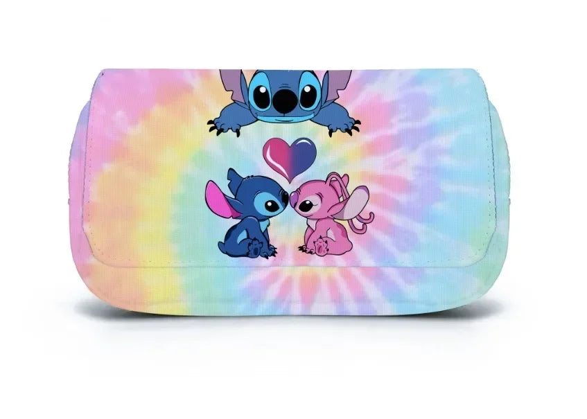Anime Stitch Fully Printed Flap Pencil Case – Cartoon Stationery Bag for Primary & Secondary Students