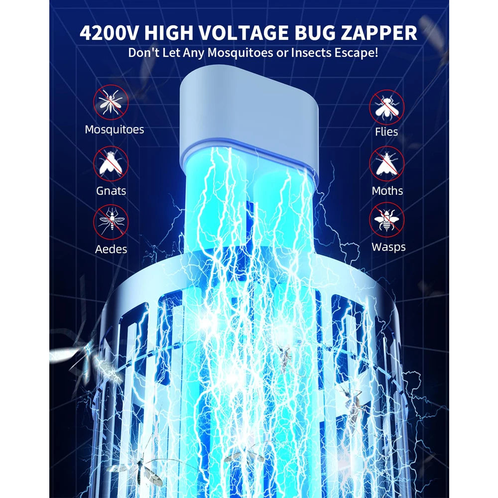 Minimoon Bug Zapper - 4200V Outdoor Electric Mosquito & Fly Trap with Dual LED Light