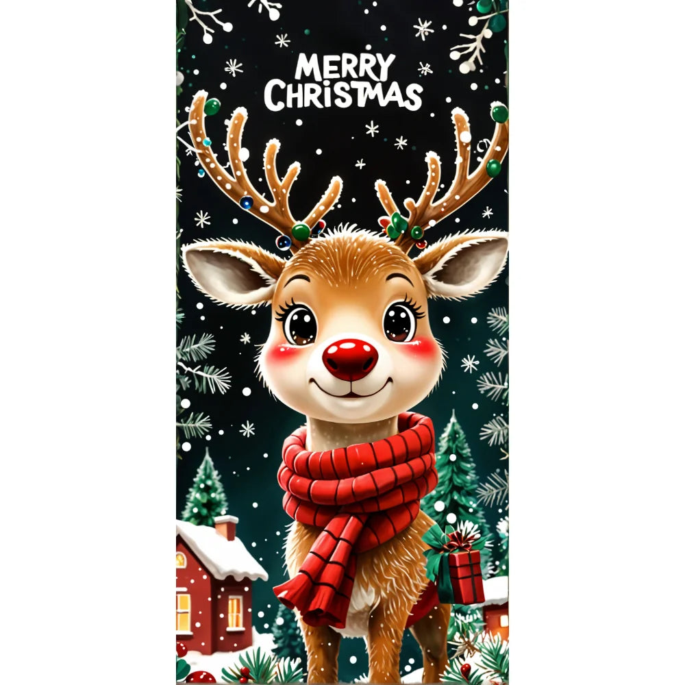 Christmas Fabric Door Banner – Merry Christmas Hanging Background for Photo Booth, Xmas Decor & Photography Props