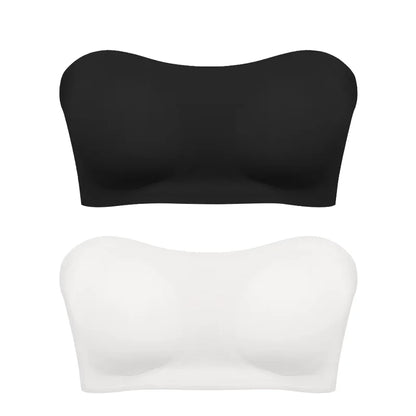 Women’s Strapless Push-Up Bra – Removable Padded Seamless Ice Silk Top, Invisible Anti-Slip Off-Shoulder Bra