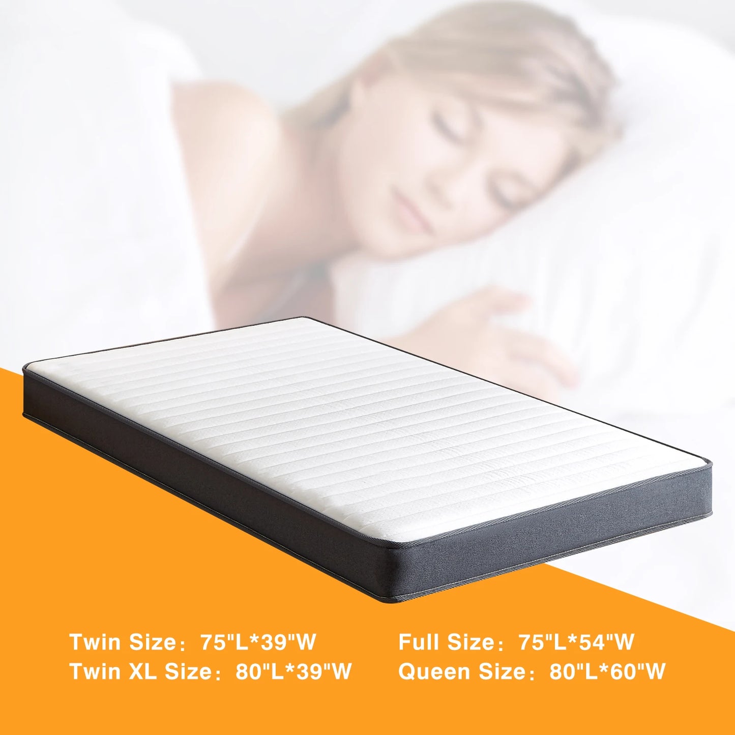 6 Inch Spring Mattress - Gel Memory Foam Hybrid Bed with High-Density Base Foam & Individually Pocket Springs