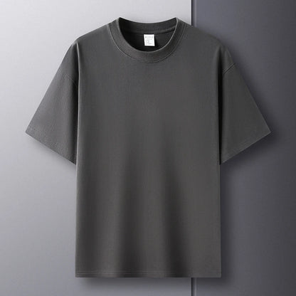 100% Pure Cotton Men’s Summer T-Shirt – High-End Short Sleeve Round Neck Breathable Fashion Top