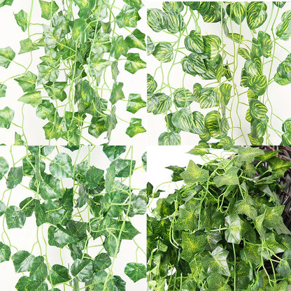 Artificial Creeper Green Wall Hanging Vine - Home Garden Decoration, Perfect for Weddings, Parties, DIY Wreaths, Fake Ivy Leaves