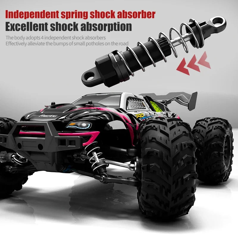 16103 Fast RC Cars – 50km/h 1/16 Off-Road 4WD Monster Truck with LED Headlights, 2.4G Waterproof Remote Control (For Adults & Kids)
