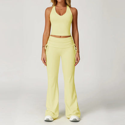 Women’s 2-Piece Tracksuit Yoga Set – High Waist Leggings & Sports Bra for Gym, Fitness & Athletic Wear