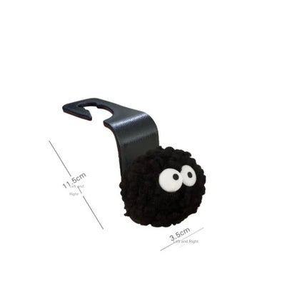 Cute Coal Ball Car Seat Back Hook: Headrest Organizer for Food Bags, Handbags, Clothes - Car Decoration Hanger