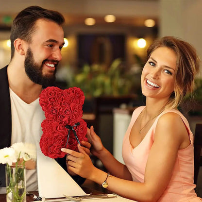Romantic Eternal Flower Rose Bear — Creative Valentine’s Day & Christmas Gift, Wedding Decoration Hug Bear with Roses
