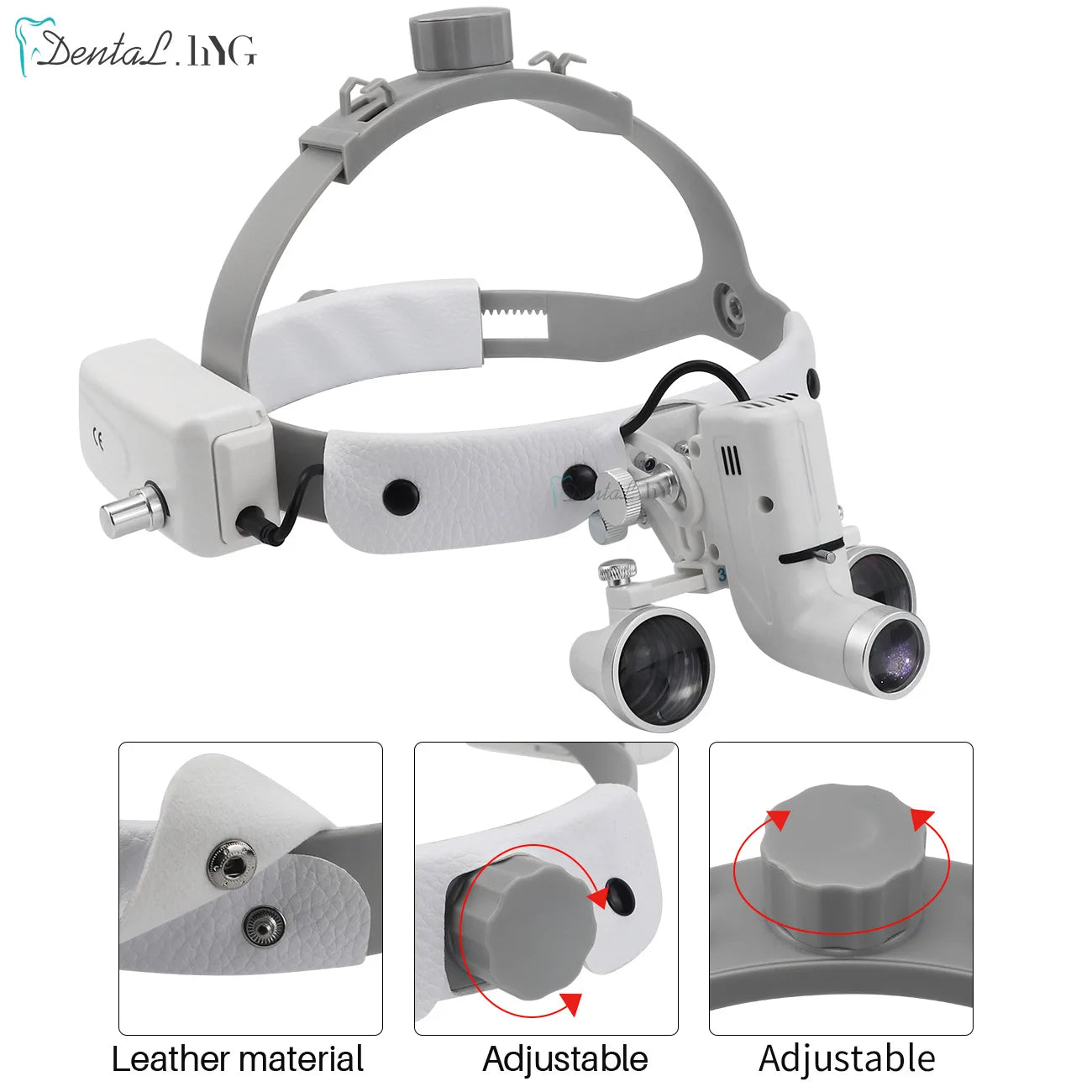 2.5X/3.5X Dental LED Loupes — Adjustable Brightness Spot Headlamp, 5W Surgical Headlight for Dental Lab