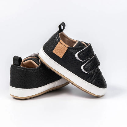 Classic Baby Casual Sneakers – Vintage PU Leather, Soft Rubber Sole, Slip-Resistant Infant Shoes in 4 Colors