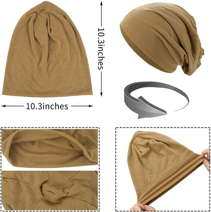 Solid Color Unisex Slouchy Beanie - Soft Cotton Hip-Hop Cap, Lightweight Running Hat for Men and Women