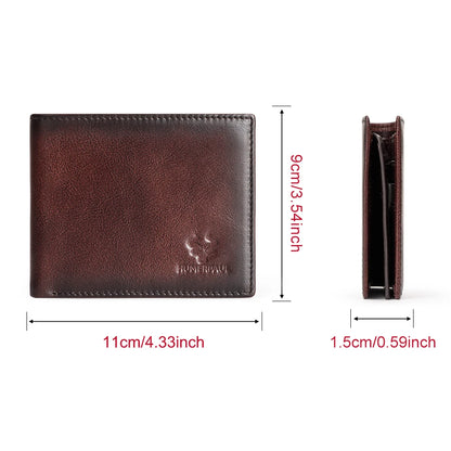 KAVIS Handmade Genuine Leather Men's Wallet RFID Blocking Card Holder with ID Window – Large Capacity Fashion Money & Card Storage Wallet