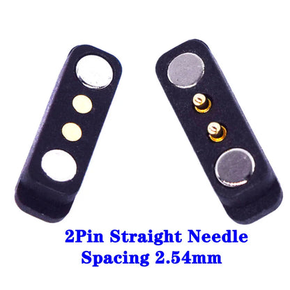 2-Pin Waterproof Magnetic Pogo Pin Connector - 2.8mm Pitch Spring-Loaded Male/Female DC Power Socket with Ears