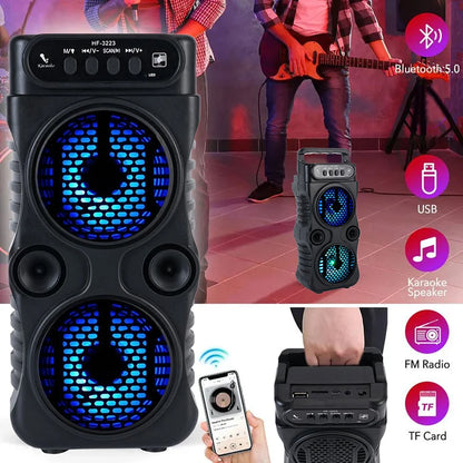 Outdoor Portable Wireless Speaker – Dual 3” Stereo Subwoofer, Bass, USB Powered for Party, Karaoke & Home