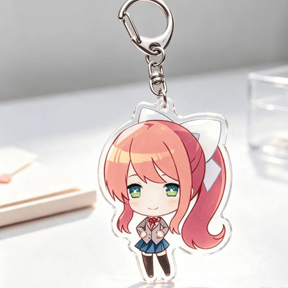 DDLC Doki Doki Literature Club Acrylic Keychains - Cute Chibi Yuri, Monika, Sayori, and Natsuki Backpack Accessories and Gifts